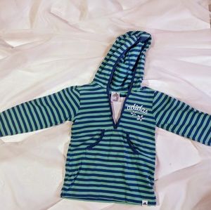 Adidas Blue Striped Hooded Sweatshirt